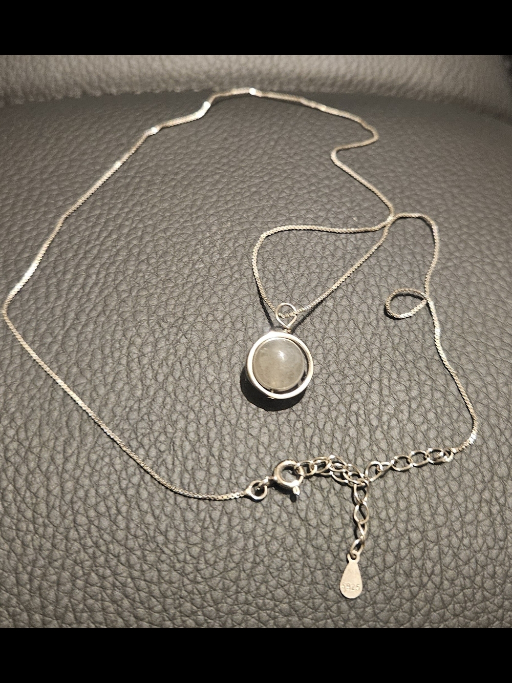 Sterling Silver Grey Stone Pendant Necklace